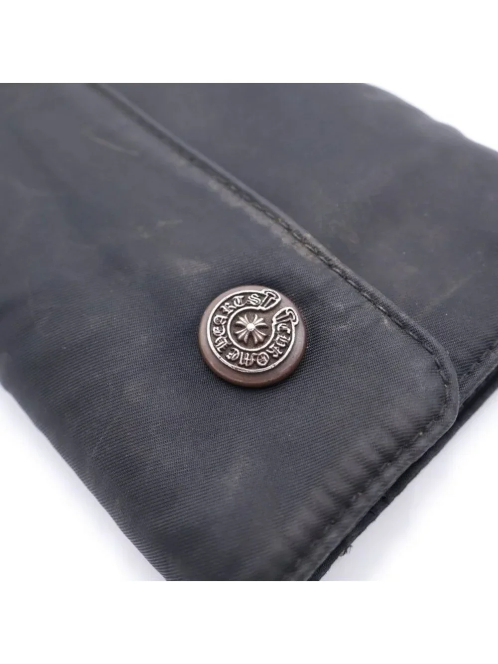 Chrome Hearts Wave Horseshoe Button Nylon Wallet Black